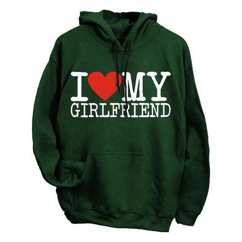 I love my Girlfriend páros kapucnis pulóver (s_zöld)