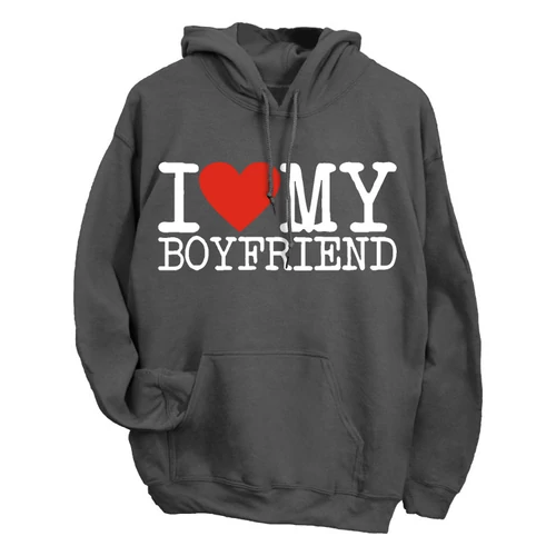 I love my Boyfriend páros kapucnis pulóver (grafit)