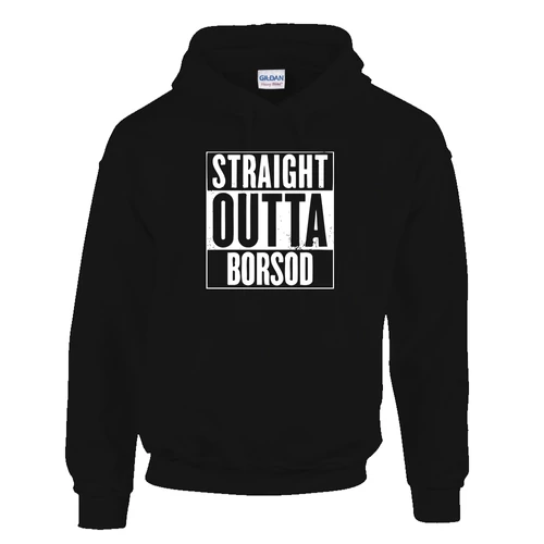 Straight Outta Borsod kapucnis pulóver (fekete)