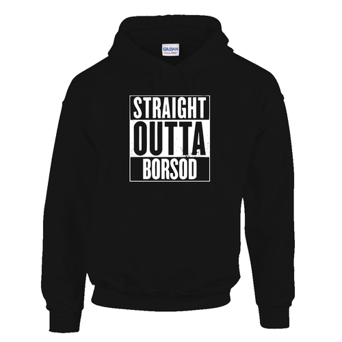 Straight Outta Borsod kapucnis pulóver (fekete)