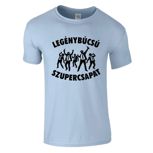 Legénybúcsú Szupercsapat póló (Világoskék)
