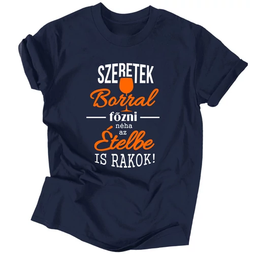 Szeretek borral főzni póló (Sötétkék)