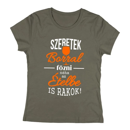 Szeretek borral főzni női póló (Grafit)
