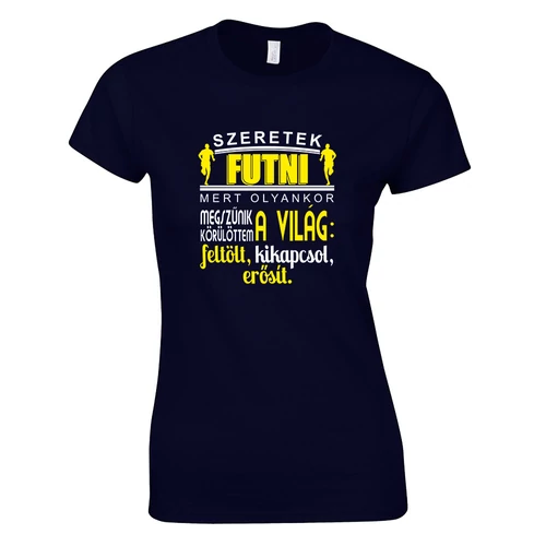 Szeretek futni női póló (Sötétkék)