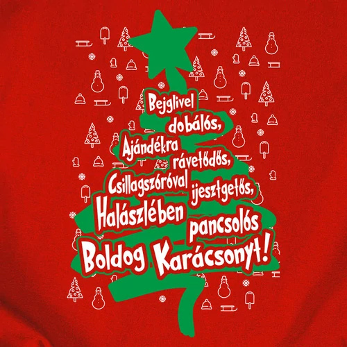 Bejglivel dobálós Boldog Karácsonyt női póló (b_piros)