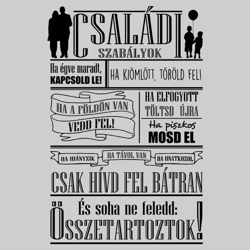 Családi szabályok póló (szürke)