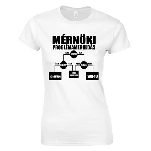Mérnöki problémamegoldás női póló (fehér)