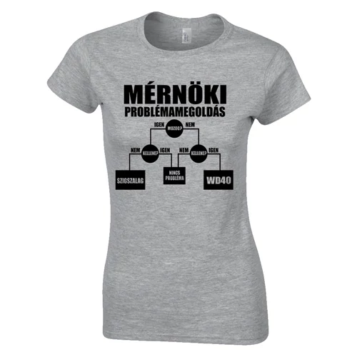 Mérnöki problémamegoldás női póló (szürke)