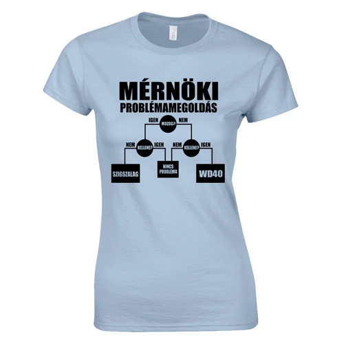 Mérnöki problémamegoldás női póló (világoskék)