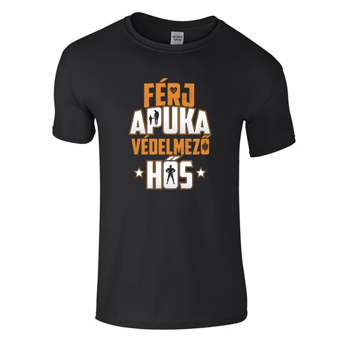 Férj apuka védelmező hős férfi póló (Fekete)