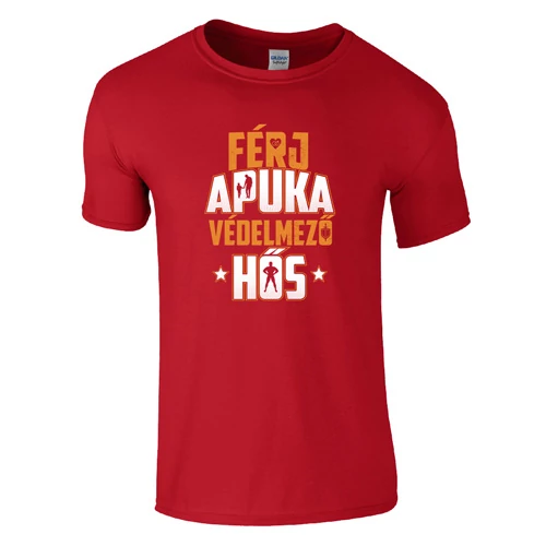 Férj apuka védelmező hős férfi póló (piros)