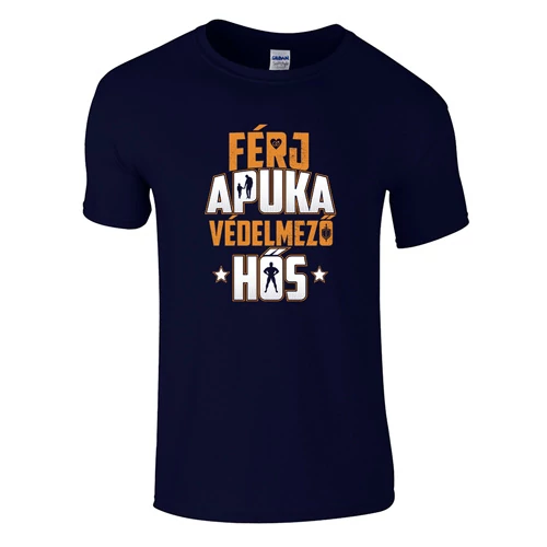 Férj apuka védelmező hős férfi póló (sötétkék)