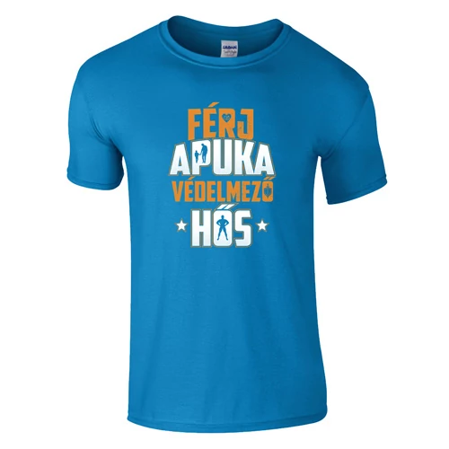 Férj apuka védelmező hős férfi póló (türkiz)