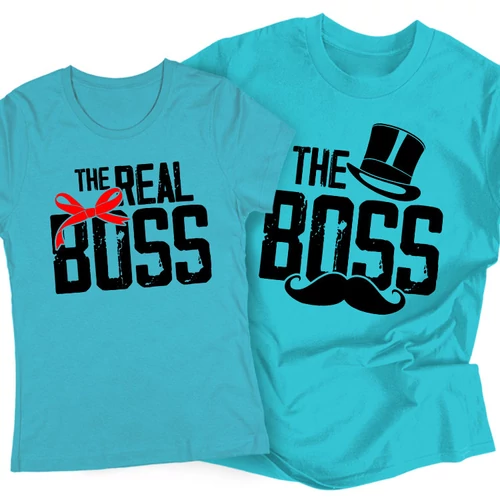 Boss&Real Boss páros póló (Türkizkék)