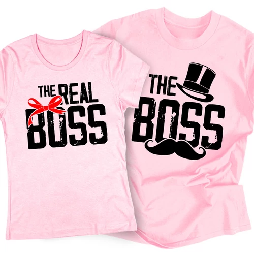 Boss&Real Boss páros póló (Világosrózsaszín)