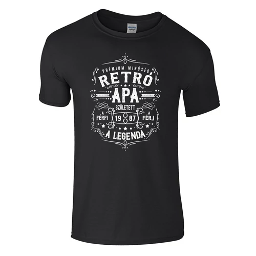 Retró apa férfi póló (Fekete)