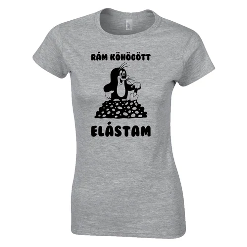  Rám köhögött elástam női póló (szürke)