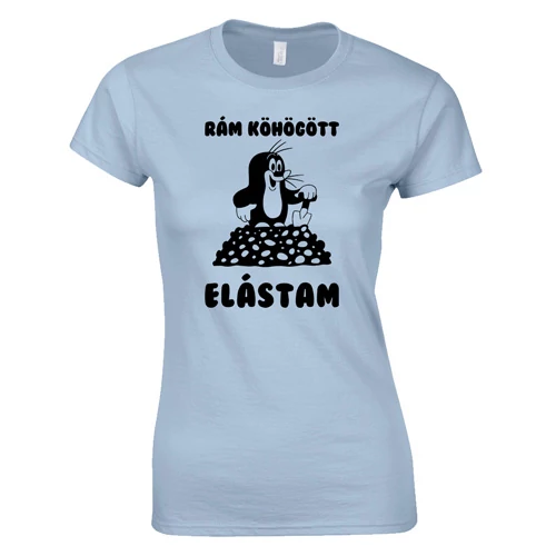 Rám köhögött elástam női póló (világoskék)