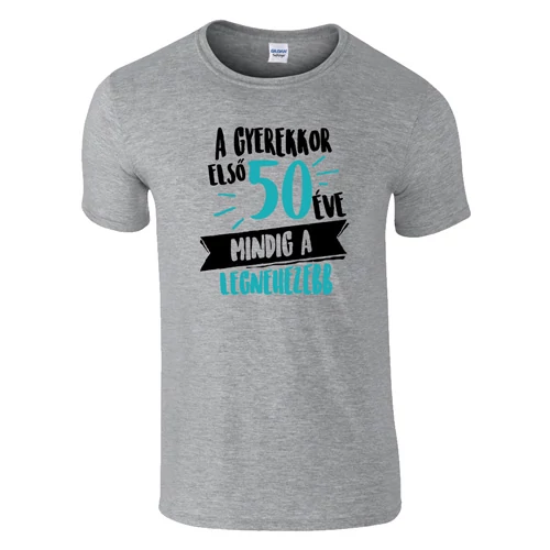 A gyerekkor első 50 éve férfi póló (Szürke)