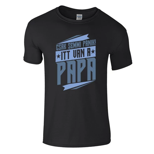 Itt van papa férfi póló (Fekete)