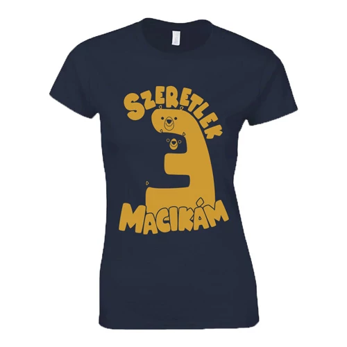 Szeretlek Macikám női póló (Sötétkék)