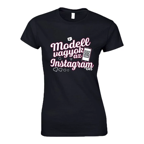 Modell vagyok az Instagramon női póló (Fekete)