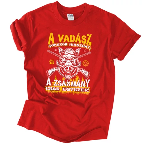 A vadász sokszor hibázhat férfi póló (piros)