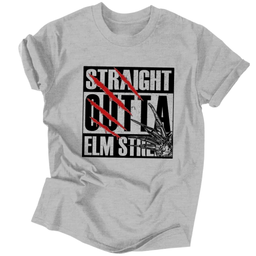Straight outta Elm street - férfi póló (Szürke)