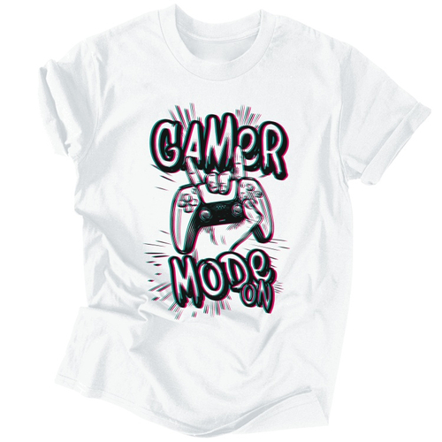 Gamer mode on férfi póló (Fehér)