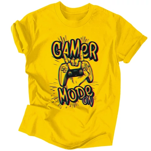 Gamer mode on férfi póló (sárga)