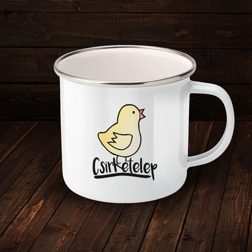 Csirketelep fém bögre (jobb kéz)