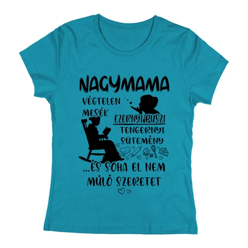 Nagymama női póló (türkiz)