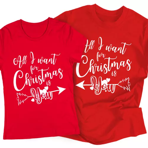 All I want karácsonyi páros póló szett (Piros)