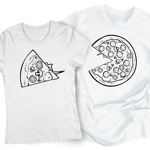 Pizza Love páros póló szett (fehér-fehér)
