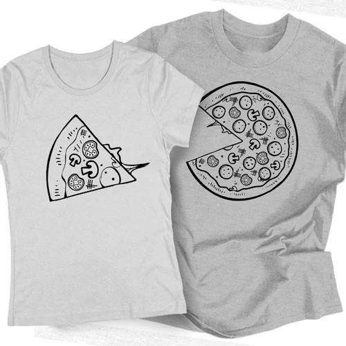 Pizza Love páros póló szett (Szürke)