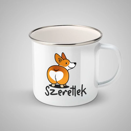Szeretlek fém bögre