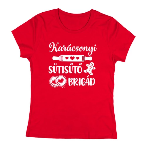 Karácsonyi sütisütő brigád  női póló (piros)