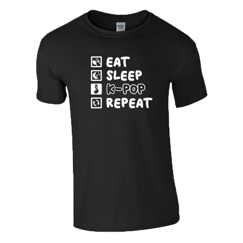 EAT SLEEP K-POP REPEAT PÓLÓ (fekete)