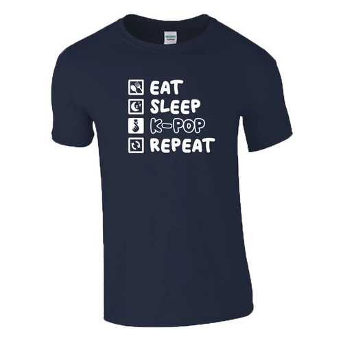 Eat sleep K-POP repeat póló (Sötétkék)