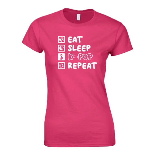 Eat sleep K-POP repeat női póló (Rózsaszín)