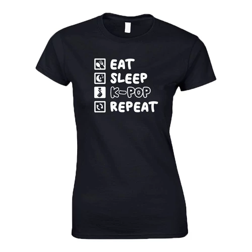 EAT SLEEP K-POP REPEAT (Fekete)