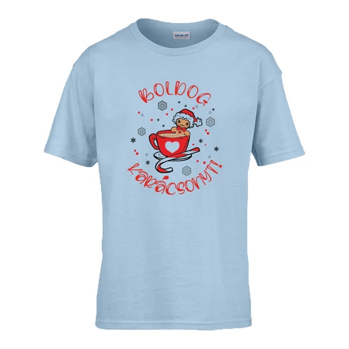 Boldog Karácsonyt Mézeskalács gyerek póló (Világoskék)