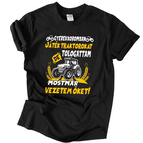 Traktort vezetek póló (Fekete)
