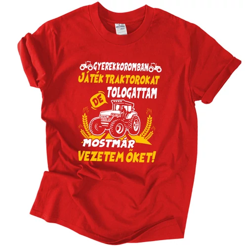 Traktort vezetek póló (Piros)