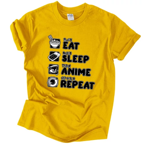 Eat sleep anime repeat póló (Citrom)