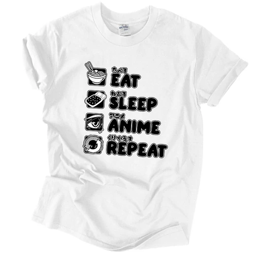 Eat sleep anime repeat póló (Fehér)
