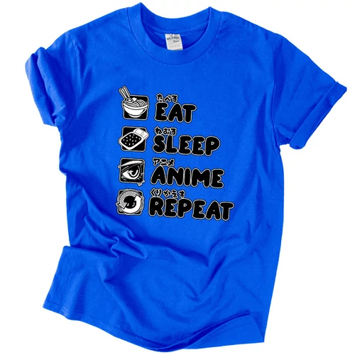 Eat sleep anime repeat póló (Királykék)