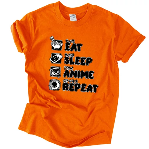 Eat sleep anime repeat póló (Narancs)
