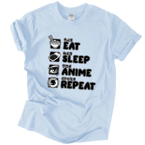 Eat sleep anime repeat póló (Világoskék)