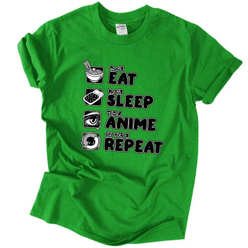 Eat sleep anime repeat póló (Zöld)